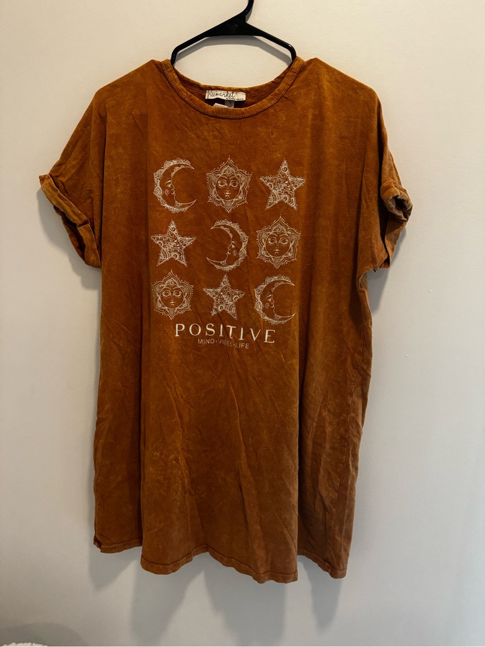 Positive mind.vibes.life oversize tshirt dress